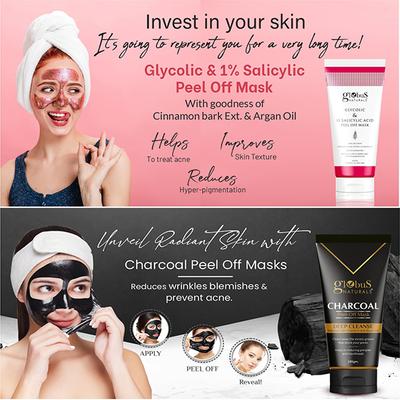 Globus Naturals Anti Acne & Oil Control Peel Off Mask Combo for Women 100gm each 2's - Masks & Peels