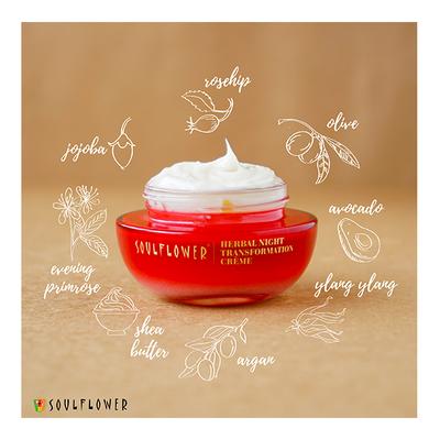 Soulflower Herbal Night Transformation Creme with Evening Primrose 60 gm - Night Cream