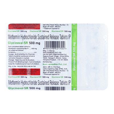 GLYCINOVA SR 500mg Tablet 10's - Diabetes-Ant