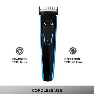 Vega T4 Beard Trimmer for Men with 4 Comb Attachment- 0.5mm - 7mm, 45 Mins Runtime, Black (VHTH-15) 1's - Trimmers