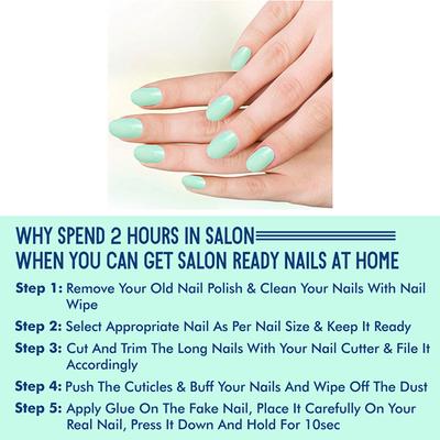 Handmade Press On Gel Nails - Pastle Sea Green 50 gm - Nail Polish