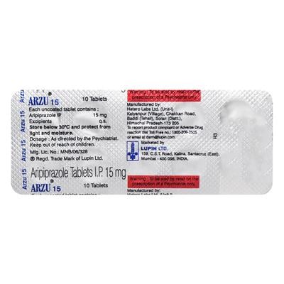 Arzu 15mg Tablet 10'S - Schizophrenia-Aps