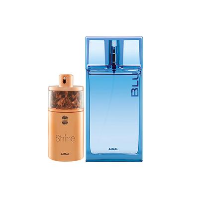 Ajmal Shine EDP Floral Powdery Perfume And Blu EDP Aquatic Woody Perfume 165 ml - Perfumes (Edt/Edp)