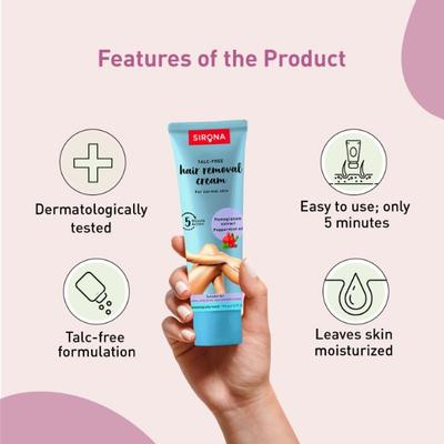 Sirona Talc-Free Hair Removal Cream for Normal Skin 100gm - Shaving & Hair Removal