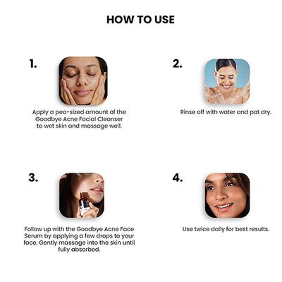 ThriveCo Goodbye Acne Kit (Serum + Face Wash), Reduces Acne, Pimples, Acne Marks & Sebum 1's - Facial Kits