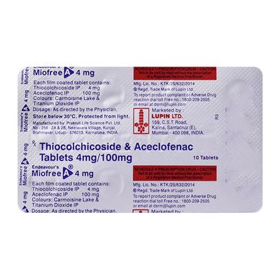 ENDEAVOUR'S MIOFREE A 4mg Tablet 10's - Pain relief-Nsa