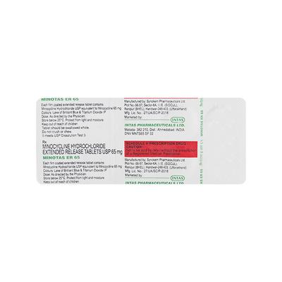 Minotas ER 65mg Tablet 10'S - Bacterial Infections-Tet