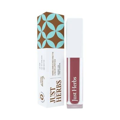 Just Herbs Ayurvedic Herb-Enriched Matte Liquid Lipstick with Liquorice + Cica + Sweet Almond Oil, Berry Nude 2ml - Liquid Lipsticks