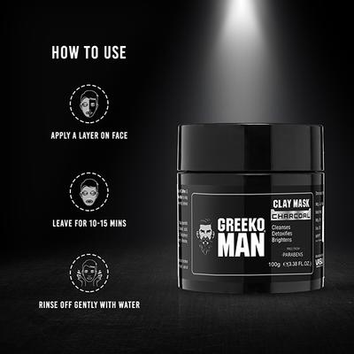 Greeko Man Charcoal Clay Mask 100 gm - Masks & Peels