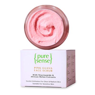 PureSense Pink Guava Face Scrub with Niacinamide & African Melon, Gentle Exfoliation, for a Clear & Glowing Skin. 140 gm - Face Scrubs