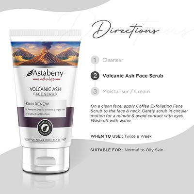Astaberry Indulge Volcanic Ash Face Scrub for Smoothe Skin -Remove Dead Skin Cells & Impurities 100 ml - Scrubs & Exfoliants