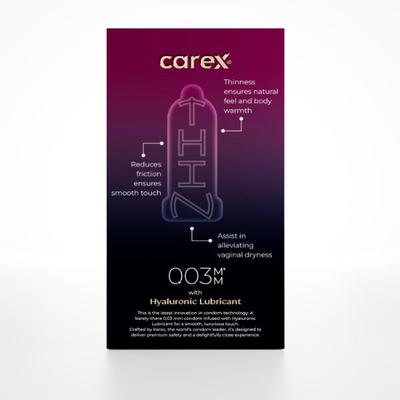 Carex 003 Hyaluronic Lubricant Condoms 10's - Plain/Flavoured Condoms