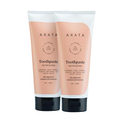 Arata Natural Refreshing Toothpaste With Peppermint, Cinnamon Fights Tooth Decay 200 ml 2's - Toothpaste