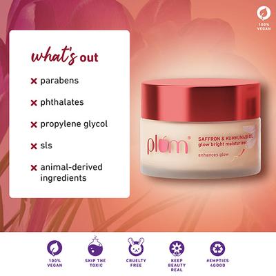 Plum Saffron & Kumkumadi Oil Glow Bright Moisturizer with SPF 35, Brightens Skin 50 gm - Face Moisturizers