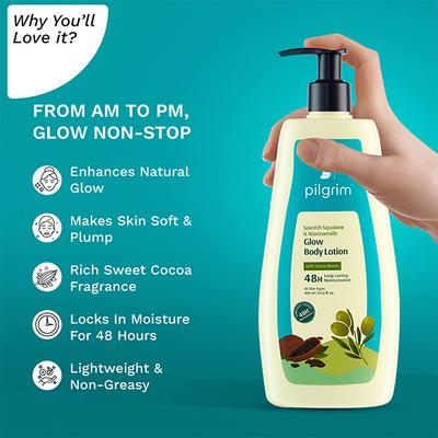Pilgrim Spanish Squalane & Niacinamide Glow Body Lotion Cocoa Butter 48H Long-Lasting Moisturization 400 ml - Creams/Oils/Lotions