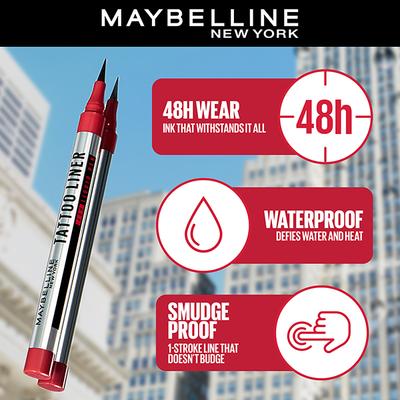 Maybelline New York Tattoo 48H Liquid Pen, Black, 1gm - Eyeliners