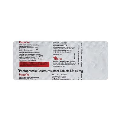 Panpot 40mg Tablet 10'S - Ulcer/Reflux/Flatulence-Aaa