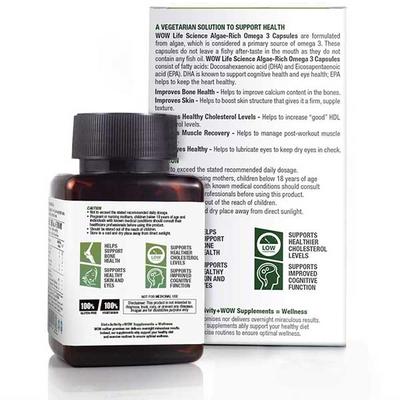WOW Life Science Algae-Rich Omega 3 Veg Capsule 60's - Omega Fish Oil Fatty Acids