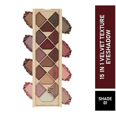 Half N Half 15 in 1 Velvet Texture Eyeshadow Multicolour Palette - 01 12 gm - Eye Shadow Palettes