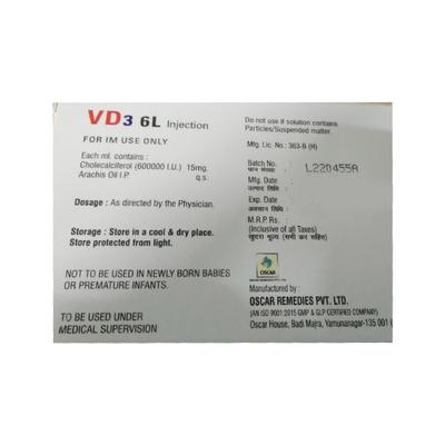 V D3 6L Injection 1ml - Supplements-Vit