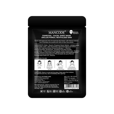 MANCODE Charcoal Face Sheet Mask 25 ml - Sheet Masks