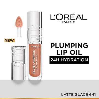 L'Oreal Paris Plump Ambition Hyaluron Lip Oil- 641 Latte Glace- Plumping Lip Oil 5 ml - Liquid Lipsticks