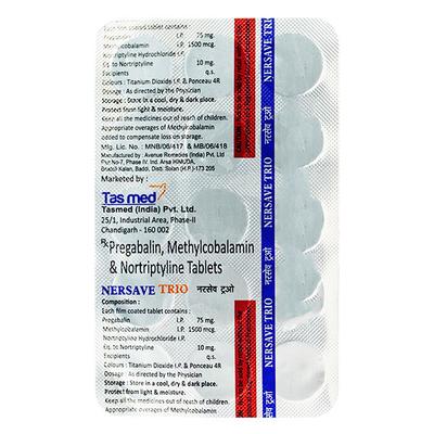 NERSAVE TRIO Tablet 15's - Neuropathic Pain-Dru