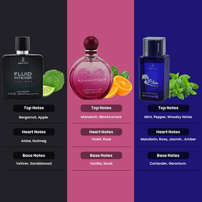 Dorall Collection Fluid Intense + Romantique + Blue Prince EDT Set 3's - Men Perfumes (Edt/Edp)