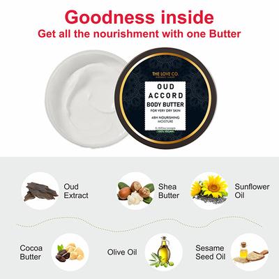 The Love Co. Balancing Body Butter Cream - Oudh Accord 200 gm - Body Butter