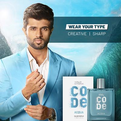Wild Stone Code Acqua Eau De Parfum for Men, Fresh, Sparkling & Energising Premium Perfume for Men 100 ml - Men Perfumes (Edt/Edp)