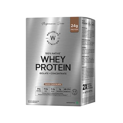 Wellbeing Nutrition Whey Protein Isolate + Concentrate (Swiss Chocolate) 213 g - Nutritional Bars