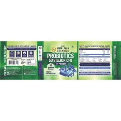 Vlado's Himalayan Organics Probiotics 50 Billion CFU with Prebiotics Veg Capsules 60's - Digestive Health