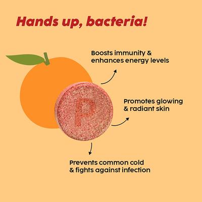 Plix The Plant Fix Vitamin C Immunity Booster 15 Effervescent Tablets (Orange Flavour) 4's - Vitamin C