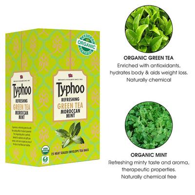 Typhoo Refreshing Green Tea Bag - Moroccan Mint 25's - Green/Herbal Teas
