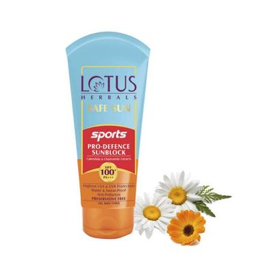 Lotus Herbals Safe Sun Sports Pro-Defence Sun Block SPF-100+ PA+++ 40gm - Face Sunscreen