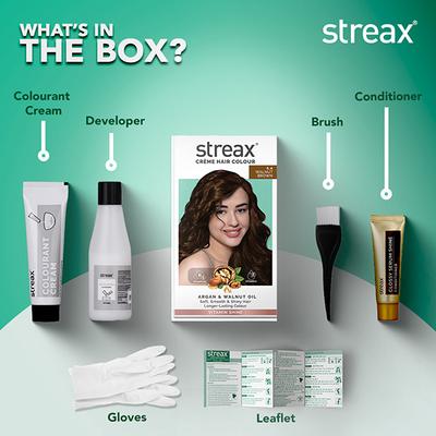 Streax Hair Colour - Walnut Brown (60gm+60ml+20gm) 1's - Crème