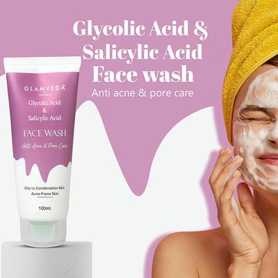 Glamveda Glycolic Acid & Salicylic Acid Anti Acne Face WashFor Anti Acne & Pore Care 100 ml - Face Wash & Cleansers