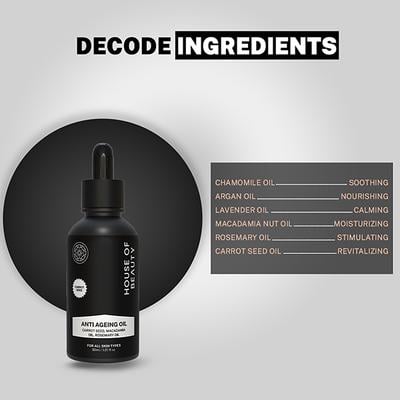 House of Beauty Anti Ageing Oil For Dry, Combination & Mature Skin with Rosemary Extract 30ml - Face Oils