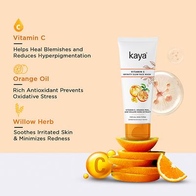 Kaya Vitamin C Face Wash - For Clear & Clean, Glowing, Youthful, Radiant & Hydrated Skin, All Skin Type 100 ml - Face Wash & Cleansers