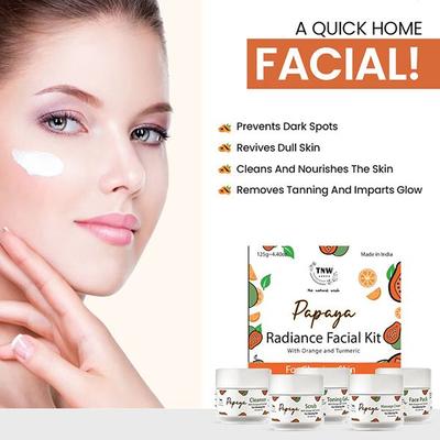 TNW The Natural Wash Papaya Radiance Facial Kit With Orange and Turmeric For Glowing Skin 125 gm - Facial Kits