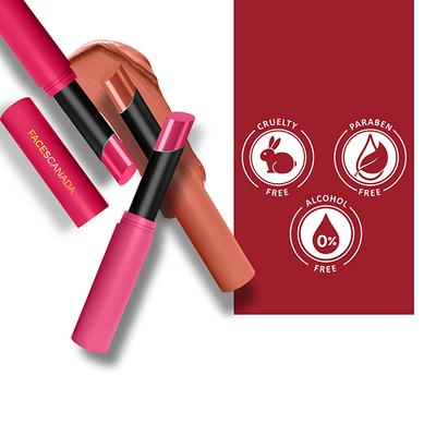 Facescanada Long Stay 3-In-1 Matte Lipstick Primer + Lip Balm Chamomile and Shea Butter Bubble Gum Pink 04, 2gm - Lipsticks