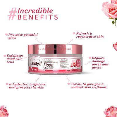 Atulya All Pupose Rose Gel 200 gm- free from Paraben,Sulphate,Silicone,Color 200 gm - Face Moisturizers