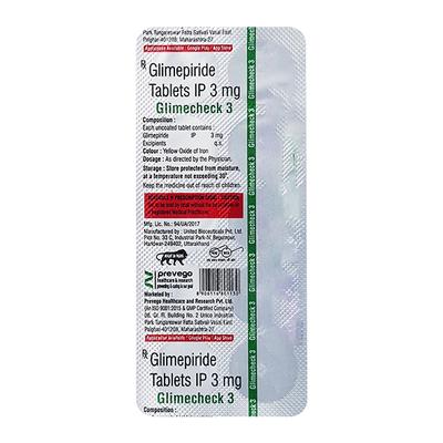 GLIMECHECK 3 Tablet 10's - Diabetes-Ant