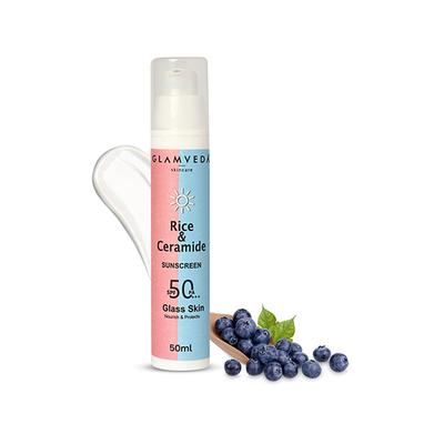 Glamveda Korean Glass Skin Rice & Ceramide Dewy Sunscreen SPF 50 PA+++ 50 ml - Body Sunscreen