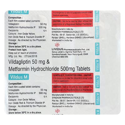 VILDUS M 500mg Tablet 15's - Diabetes-Ant