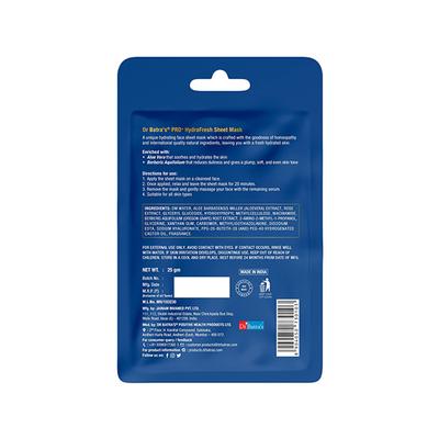 Dr Batras Pro+ Hydrafresh Sheet Mask for Hydrated Skin, Enriched with Aloe Vera 25 gm - Sheet Masks