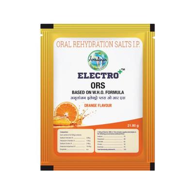 Amrutanjan Electro+ ORS Sachet - Orange Flavour 21.08 g - Oral Rehydration (Ors)