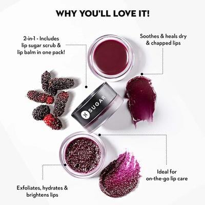 Sugar Cosmetics Tipsy Lips Scrub + Balm Duo - 07 Bramble (Citrusy And Fresh) 10 gm - Lip Balms