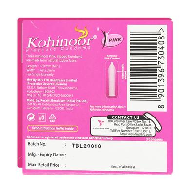 Kohinoor Pink Pleasure Condoms 3's - Plain/Flavoured Condoms