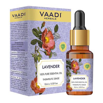 Vaadi Herbals Lavender Essential Oil - Prevents Hairfall, Relieves Stress, Soothes Skin - 100% Pure Therapeutic Grade 10 ml - Essential Oils